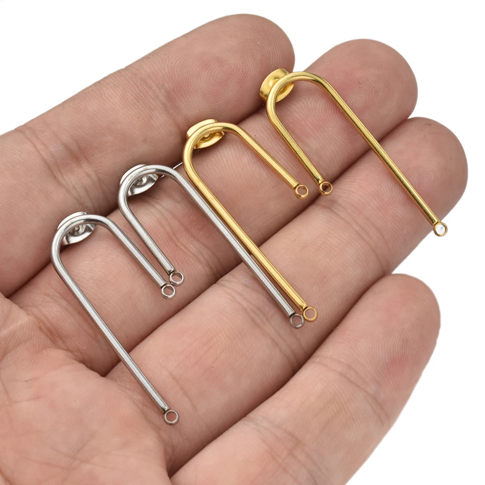 10pcs Stainless Steel Ear Studs Earring Post Base Pin with Ear Backs Earplug for Earrings DIY Jewelry Making Components findings