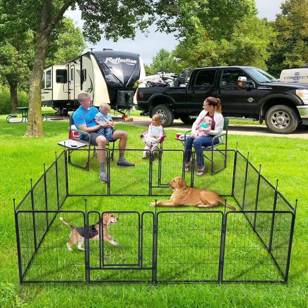 Steps for Dogs 8-Panel Octagonal Plastic Pet Pen Fence Enclosure With Gate Grey 59 X 58 X 28 Inches Hamster Cage Dog Barrier