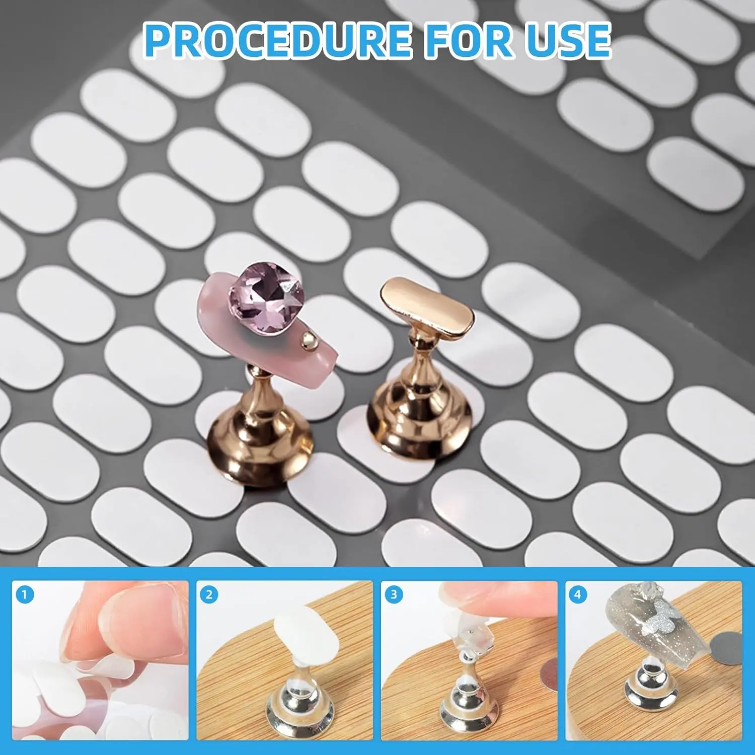 YIKOOLIN – présentoir transparent pour Nail Art, ruban adhésif Double face pour la pratique de l'art et la conception, présentoir pour ongles transparent