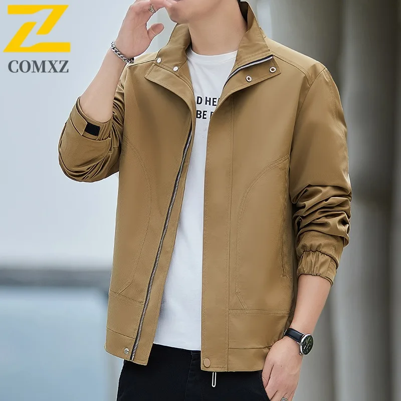 

COMXZ 2025 мужские куртки ветрозащитные легкие приключенческие кемпинг деловая спецодежда пальто однотонная тонкая уличная верхняя одежда