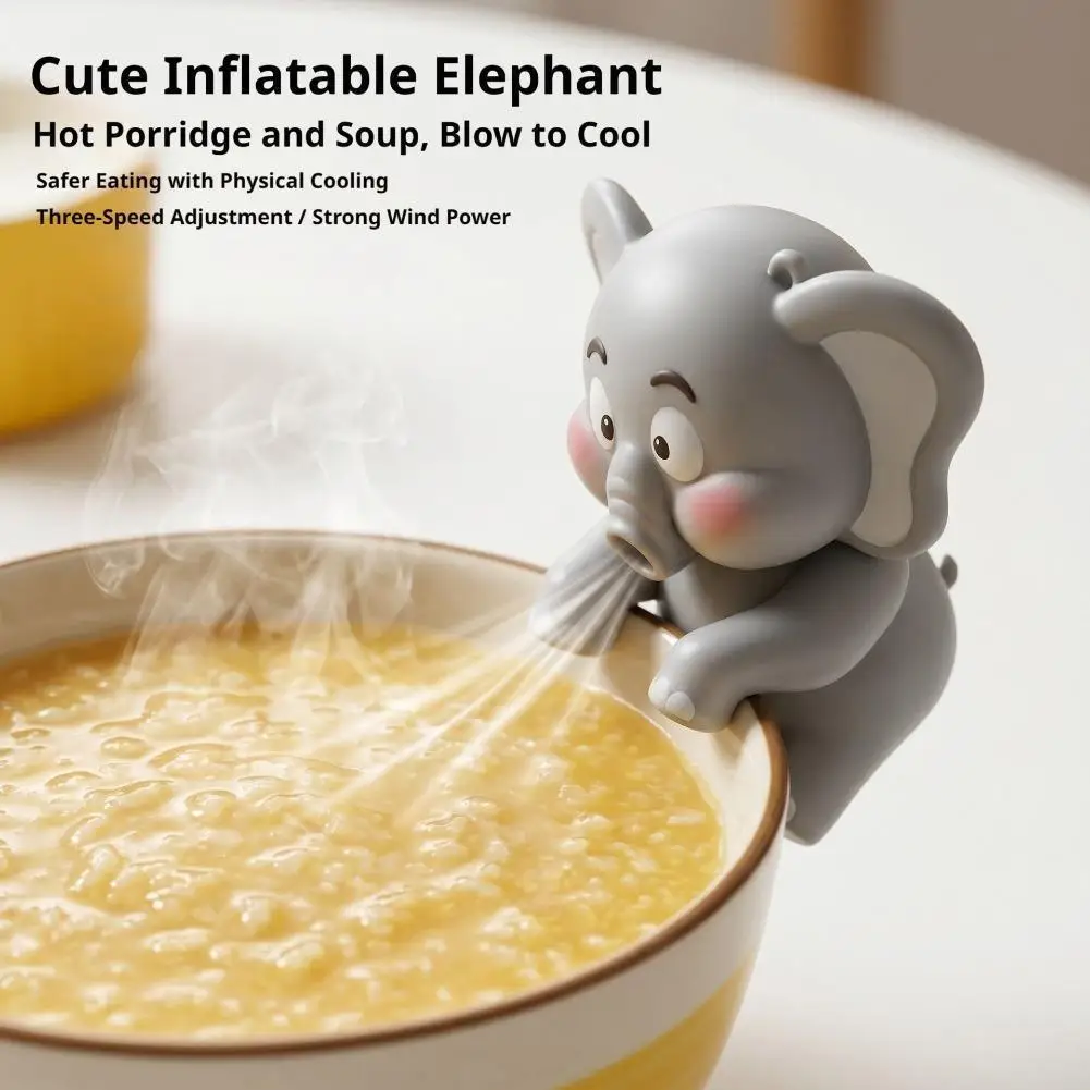 Cute Dinosaur & Elephant Shape Food Blow Cooler For Hot Noodle Congee,Cup & Bowl,Mini Clip On Food Fan,USB Charging Cooling Fan view 4