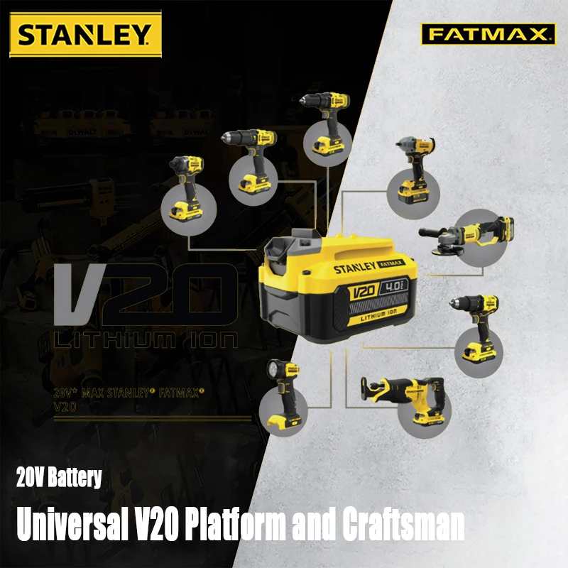 Stanley-bateria Universal da Série Fatmax 20v 2ah 4ah 6ah para Scv001 Scg400 Sbw910 Sbg700 a Mais Nova Plataforma do Artesão