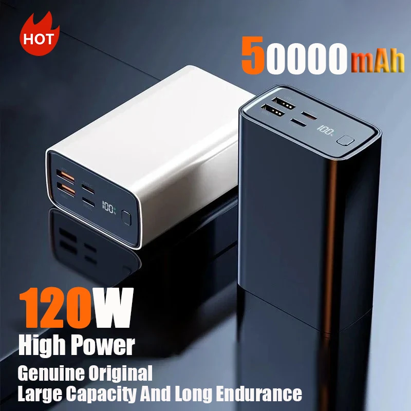 

120 Вт 50000 мАч Мини PowerBank Портативное сверхбыстрое зарядное устройство Внешний аккумулятор PoverBank высокой емкости для iPhone Samsung 2025