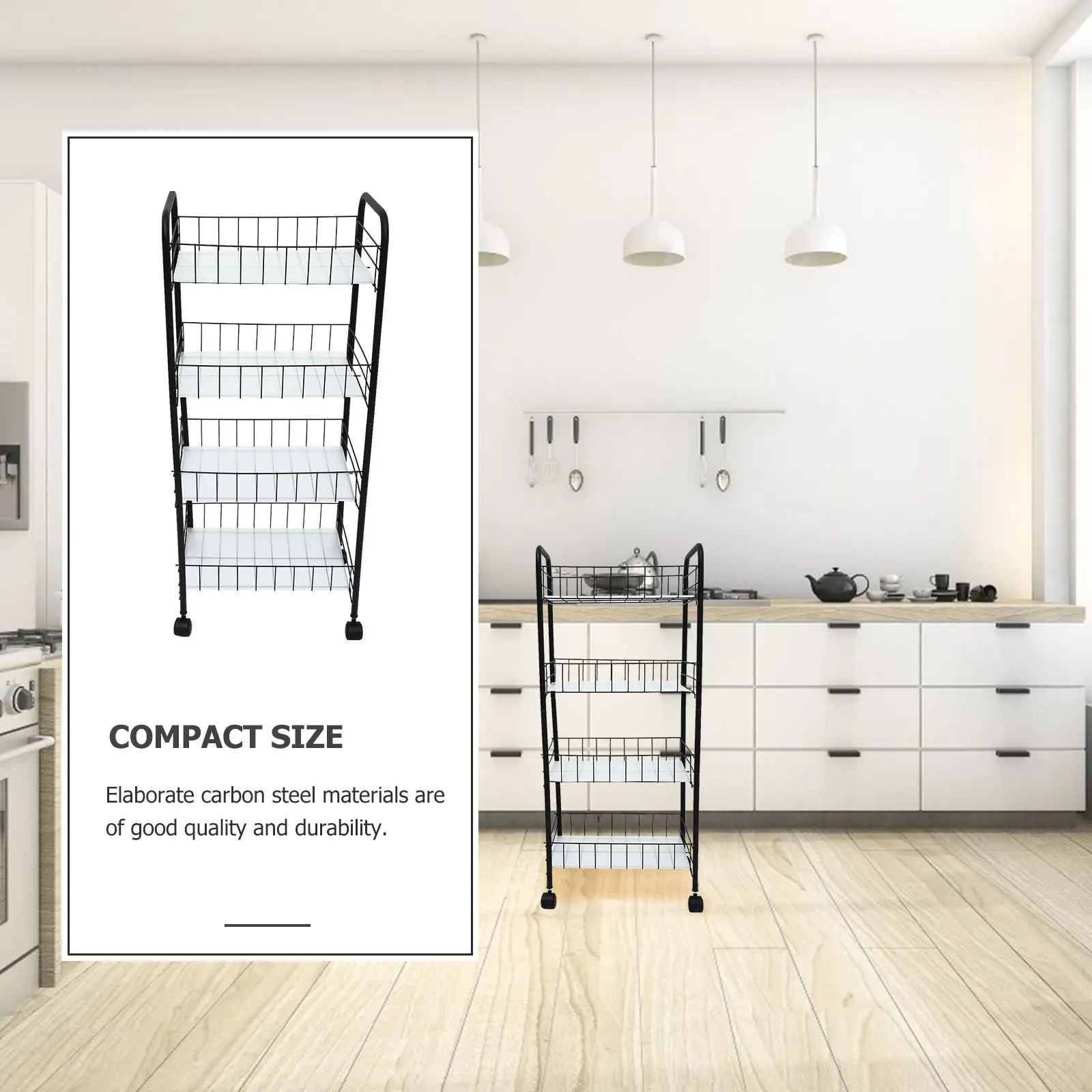 

1Pcs Sturdy Multi-Functional Movable Storage Rack Large Capacity Compact Design Home Kitchen Balcony Bathroom Dormitory