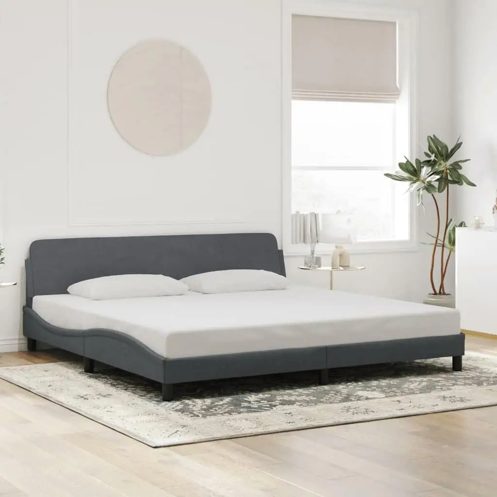 Luxury Dark Gray Velvet Bed Frame 76x79.9 - No Mattress Included, Modern Design