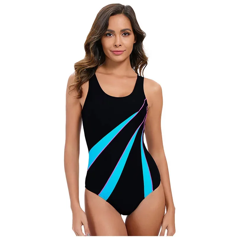 2024 New Color Blocked One-piece Swimsuit Women's Sexy Backless Swimsuit Beach Wear Triangle Swimsuit