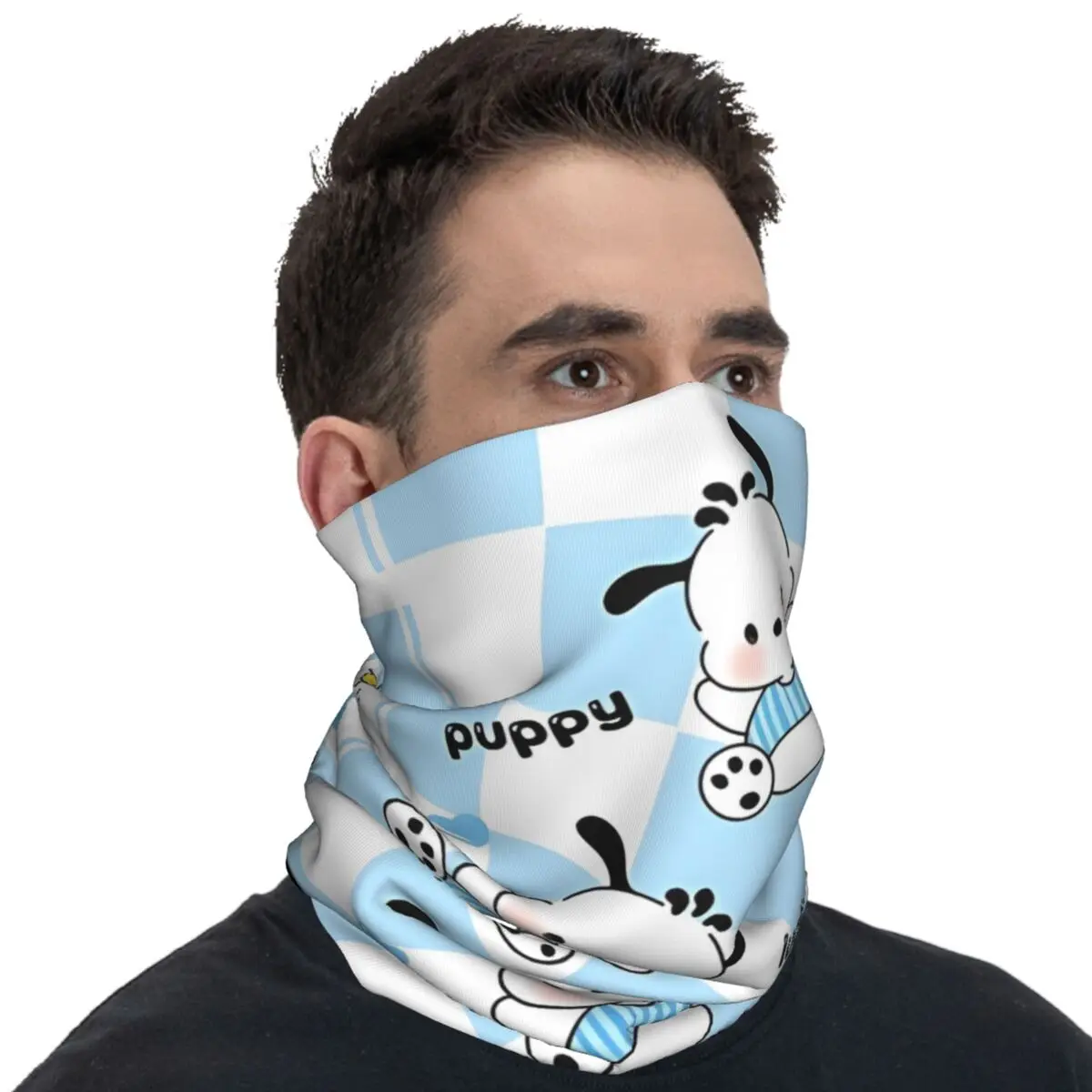 Pochacco-Masque de cyclisme doux et chaud, écharpe de protection solaire, bandana bleu, couvre-visage punk, course à pied et voyage, mode