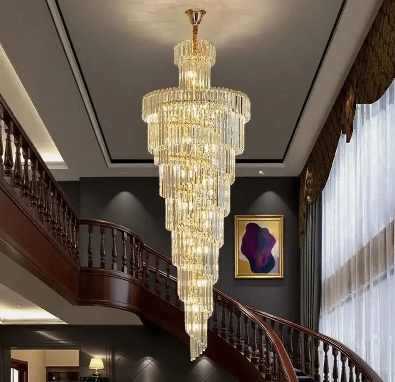 

Golden Luxury Elegant Grand Noble Sparkling Soft Light Design Beautiful Crystal Chandelier Indoor