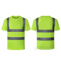 Outdoor Shirt Fluorescent High Visibility Safety Work Shirt Summer Breathable Work T Shirt Reflective Vest t-shirt Quick Dry