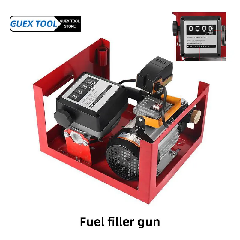 Elétrica Automática Fuel Transfer Pump Pequeno Grande Capacidade Power Oil Pump Digital Flow Meter Bico de Abastecimento Diesel com Arma 12v