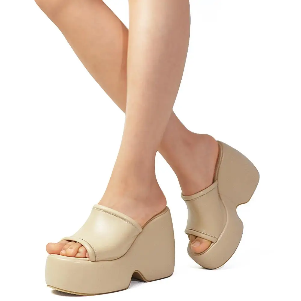 Brand Design Female Peep Toe Platform Slippers Fashion Wedges High Heels Summer women's Slippers Casual Party Sandal Shoes Woman