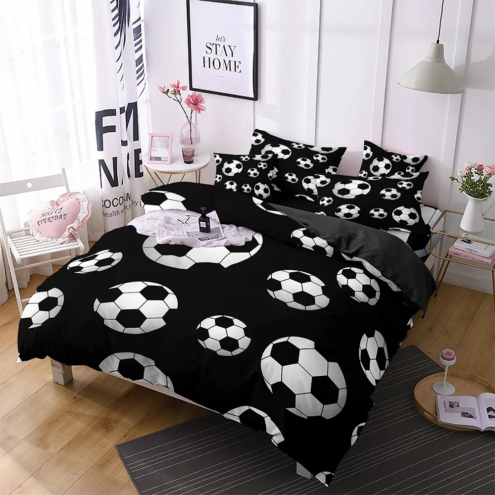 Cool Football Soccer 3D Bedding Set Duvet Cover Pillowcases Comforter Bed Linen Room Decor For Boys Gift Twin Queen King Size