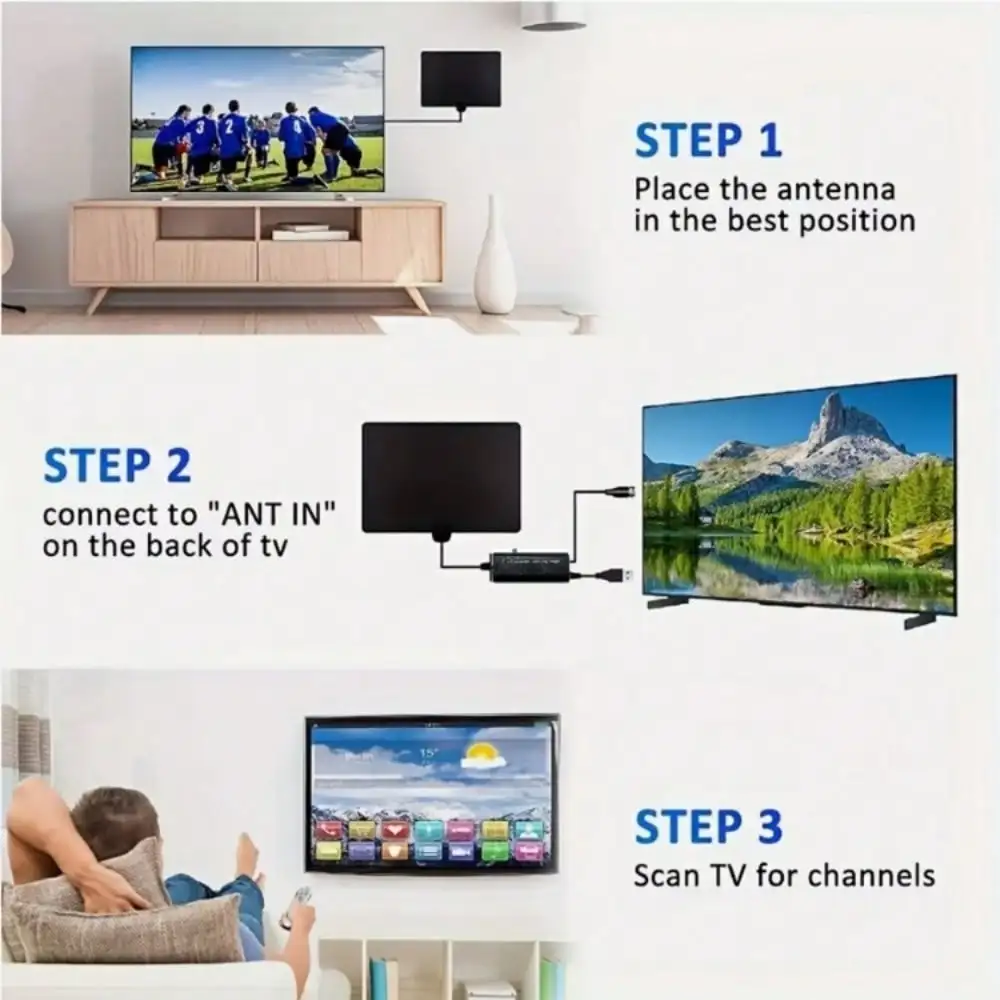 ​ ​ Nueva Antena HDTV 4K 1080p - Amplificación de Señal de 3600 Milas para Interiores ​ ​