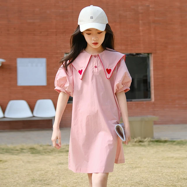 Girls Preppy Style Dress 2023 New Fashion Children Embroidery Clothing Cute Kids Summer Dresses 6 7 8 9 10 11 12 13 14 16 years AliExpress