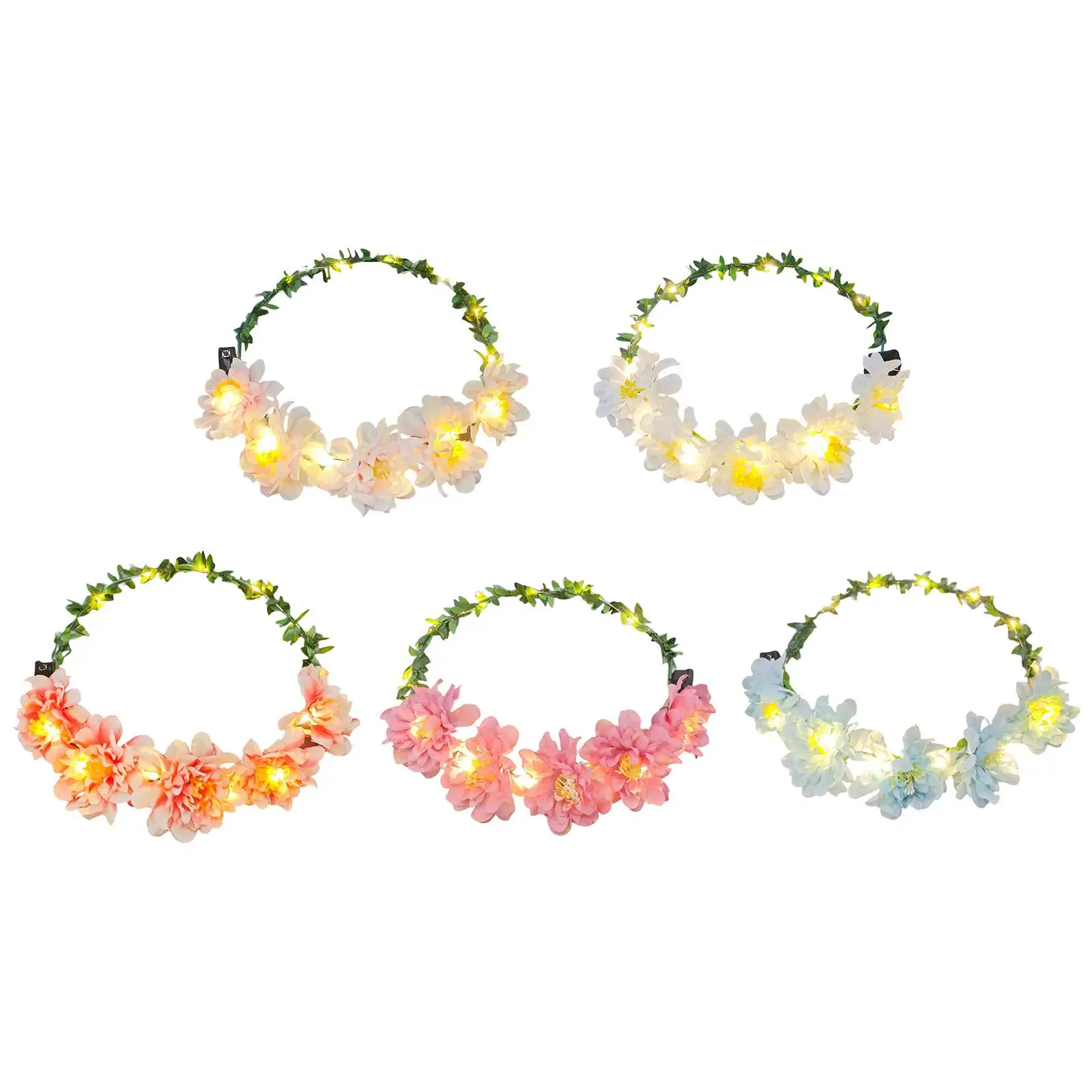 Floral Crown Headpiece Flower Wreath Headband for Fancy Dress Night Market Scenic Photography Festival Party Stage Performance