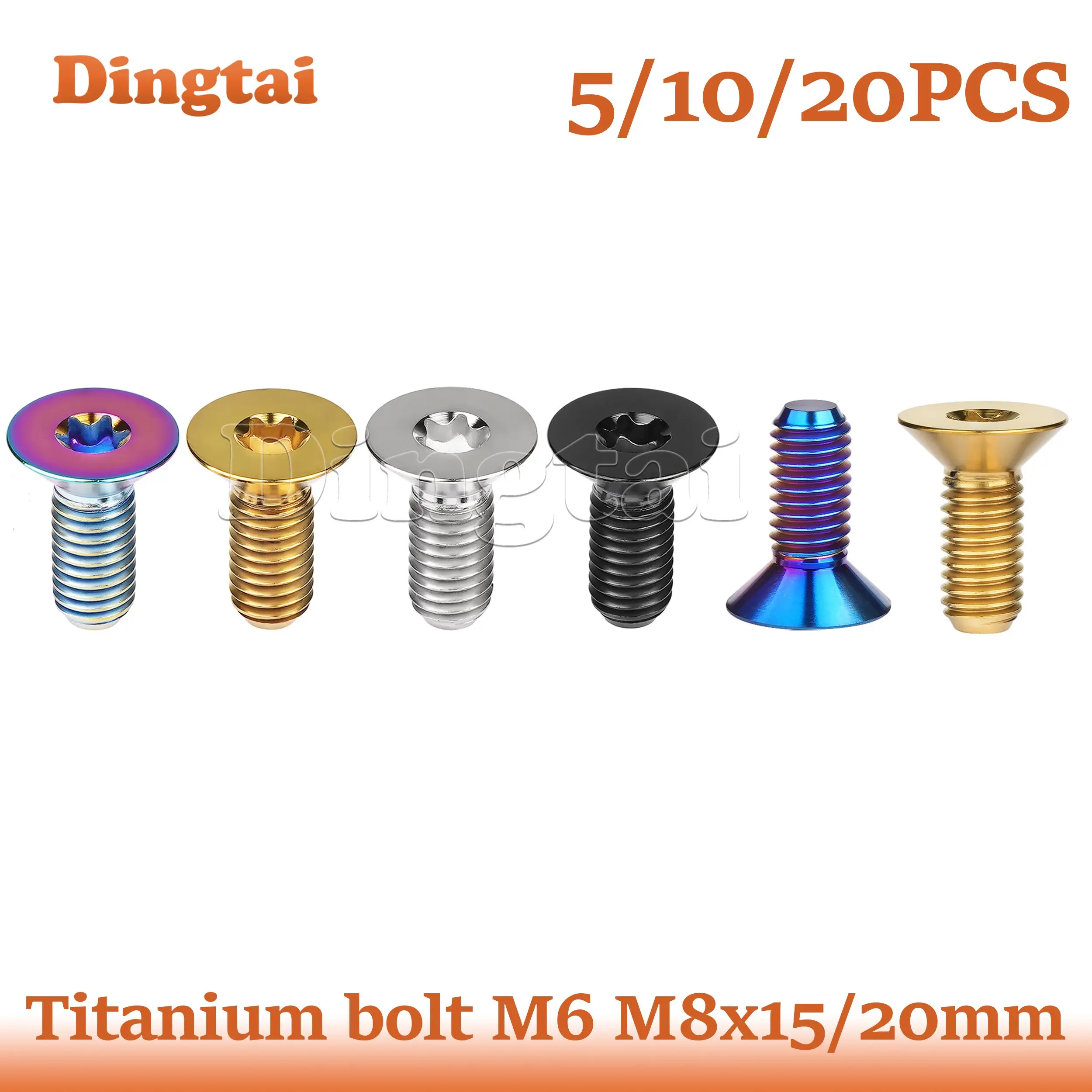 

Dingtai Titanium Bolt 5/10/20PCS M6M8x15/20mm Flat Countersunk Head Screws for Bicycle Motorcycle Car Modification Ti Fasteners