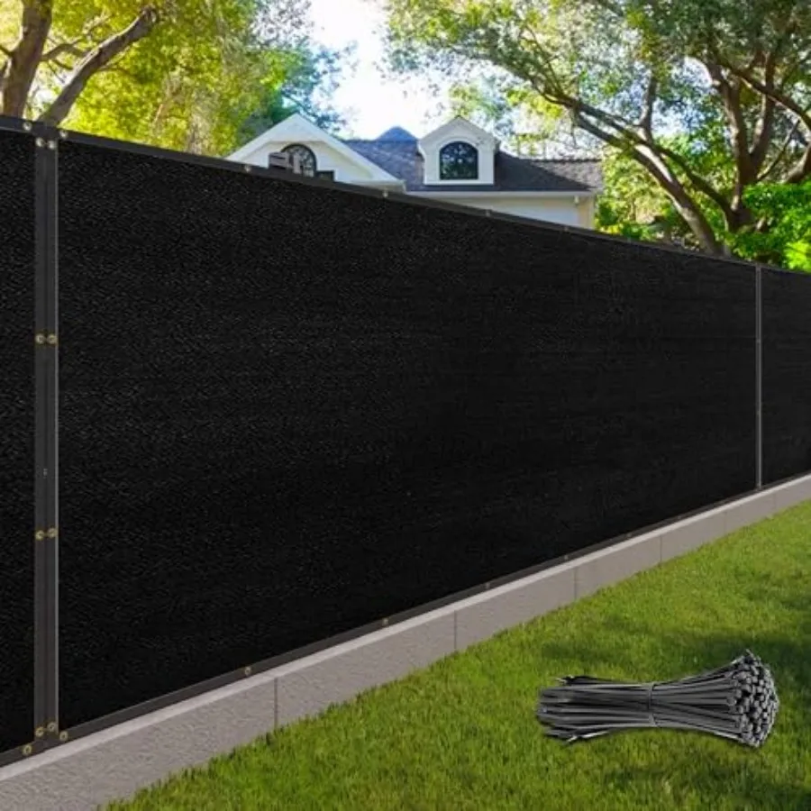 

8' x 50' Black Fence Privacy Screen Commercial Grade Heavy Duty Black Bindings for Gardens Backyard Patio Construction Project