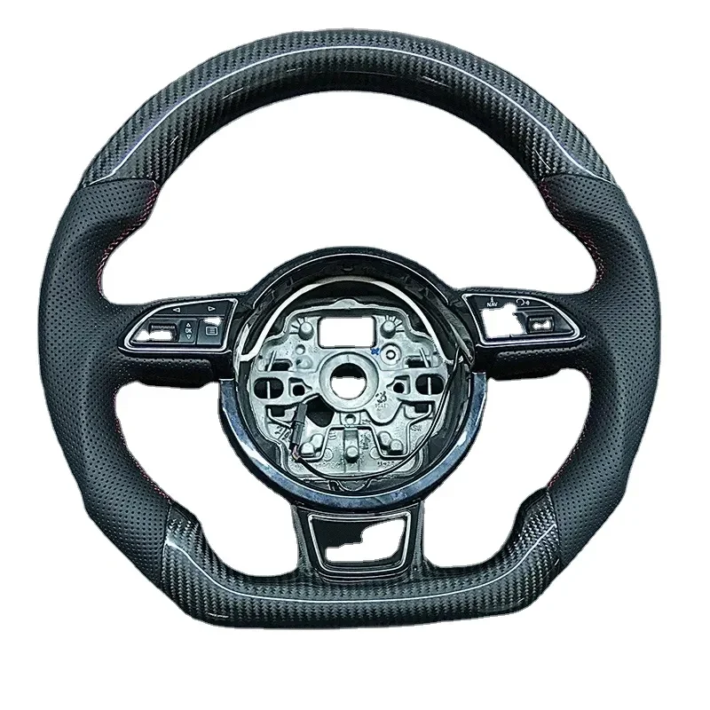 Custom Real Carbon Steering Wheel for A4 A5 B9 RS R8 2008-2021 Real Carbon Fiber Steering Wheel Racing Wheel