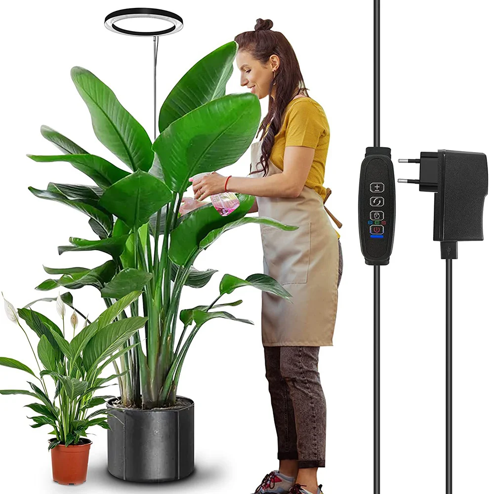 

10-дюймовые светодиодные кольцевые светильники для выращивания комнатных растений, 160 светодиодов, большой светильник полного спектра с автоматическим включением/выключением, лампа для выращивания растений с регулируемой яркостью