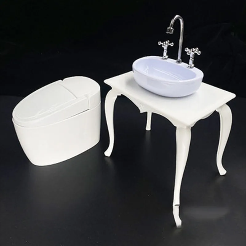 1/6 Scale Toilet Toilet Washbasin Bath Model Scene Display Mini Decoration Plastic Mold Play