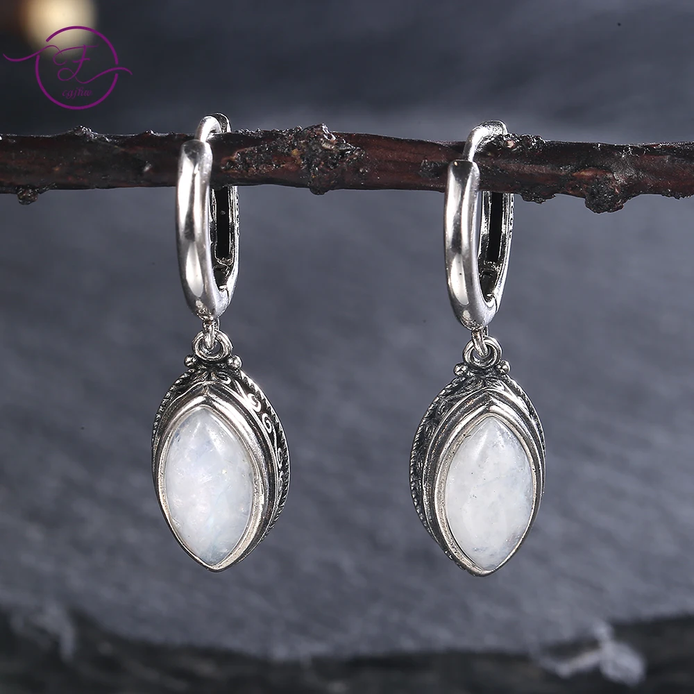 

S925 Silver Earrings Jewelry 5*10mm Moonstone Boutique Jewelry Silver Earrings Women Wedding Engagement Birthday Party Gift