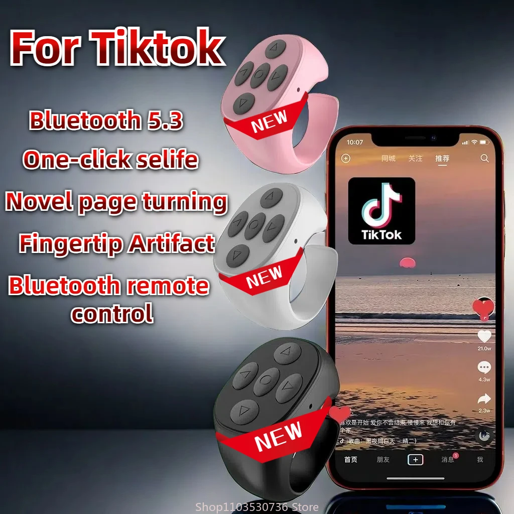 

2024 New Wireless Bluetooth Mobile Selfie Lazy Artifac Photo Turn Page Controller Tiktok Remote Control Ring Controller