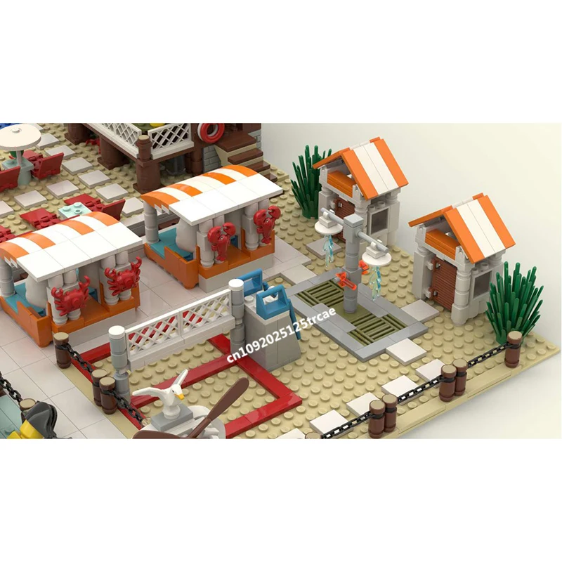 New City Hot Selling Street View Moc Modular Beach Bar Model Building Blocks Diy Creative Ideas Kid Toys Birthday Christmas Gift