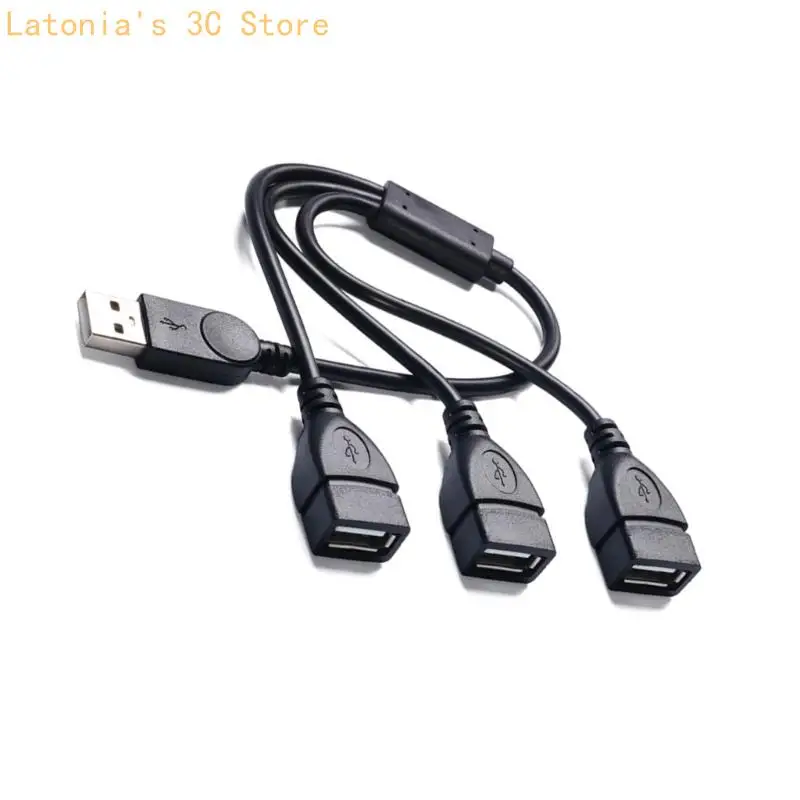 USB 2.0 Adapter Male To Three Female Data and Charging Splitter Cable For Laptop X3UB