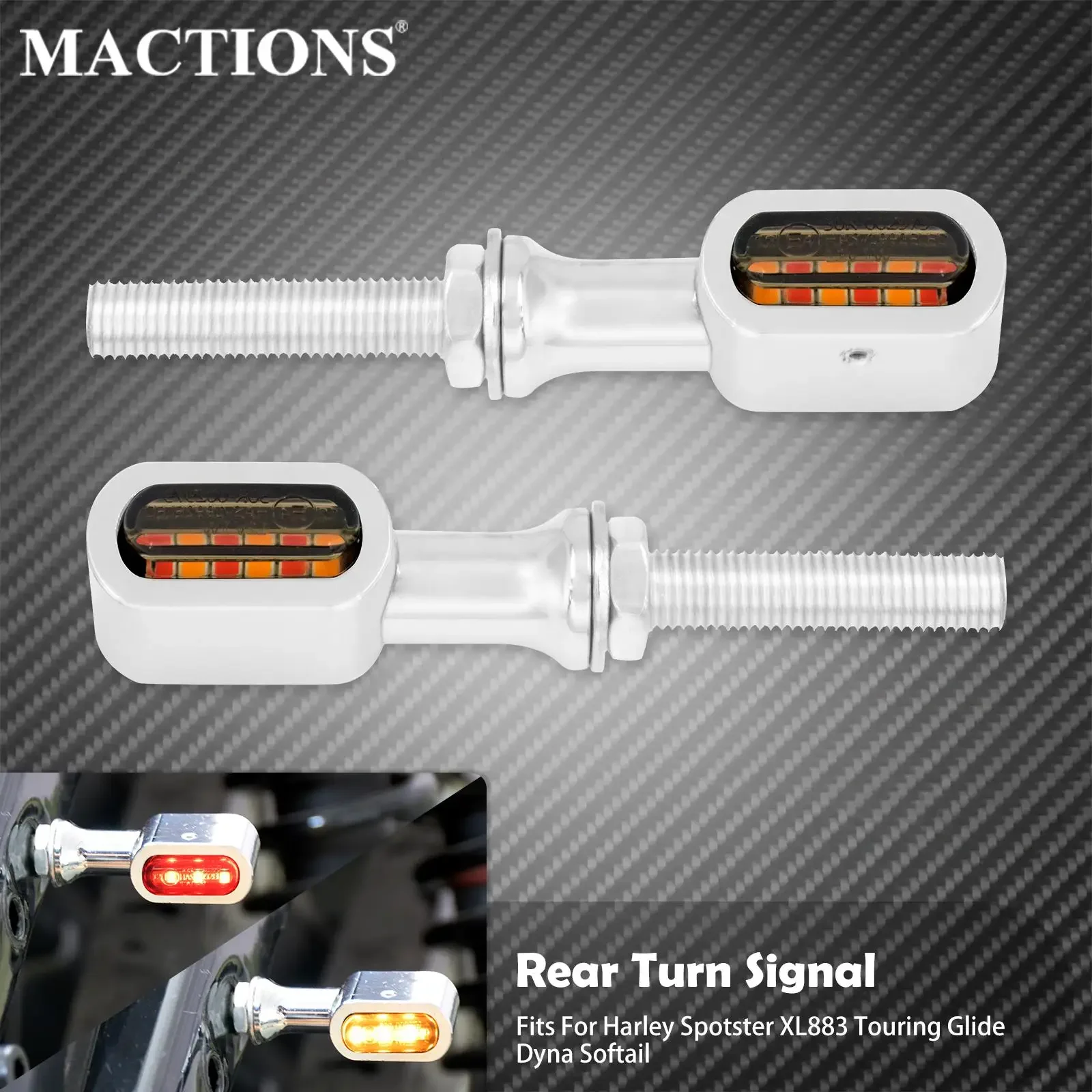 Motorcycle Rear Mini E Mark LED Brake Turn Signal Light Indicator Run Lamp For Harley Dyna Fat Bob Softail Touring Sportster XL