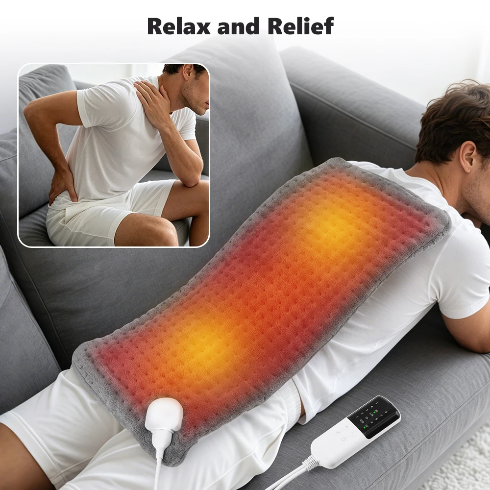 60x30CM Electric Heating Blanket Thermal Pads for Back Shoulder 4 Timer 9 Temperature Control Washable Winter Warm Blanket