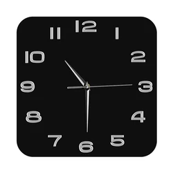 Vintage Square Glass Clock For Living Room Modern Design Home Decor Black Watch Minimalist Art Silent Non Ticking Wall Clock