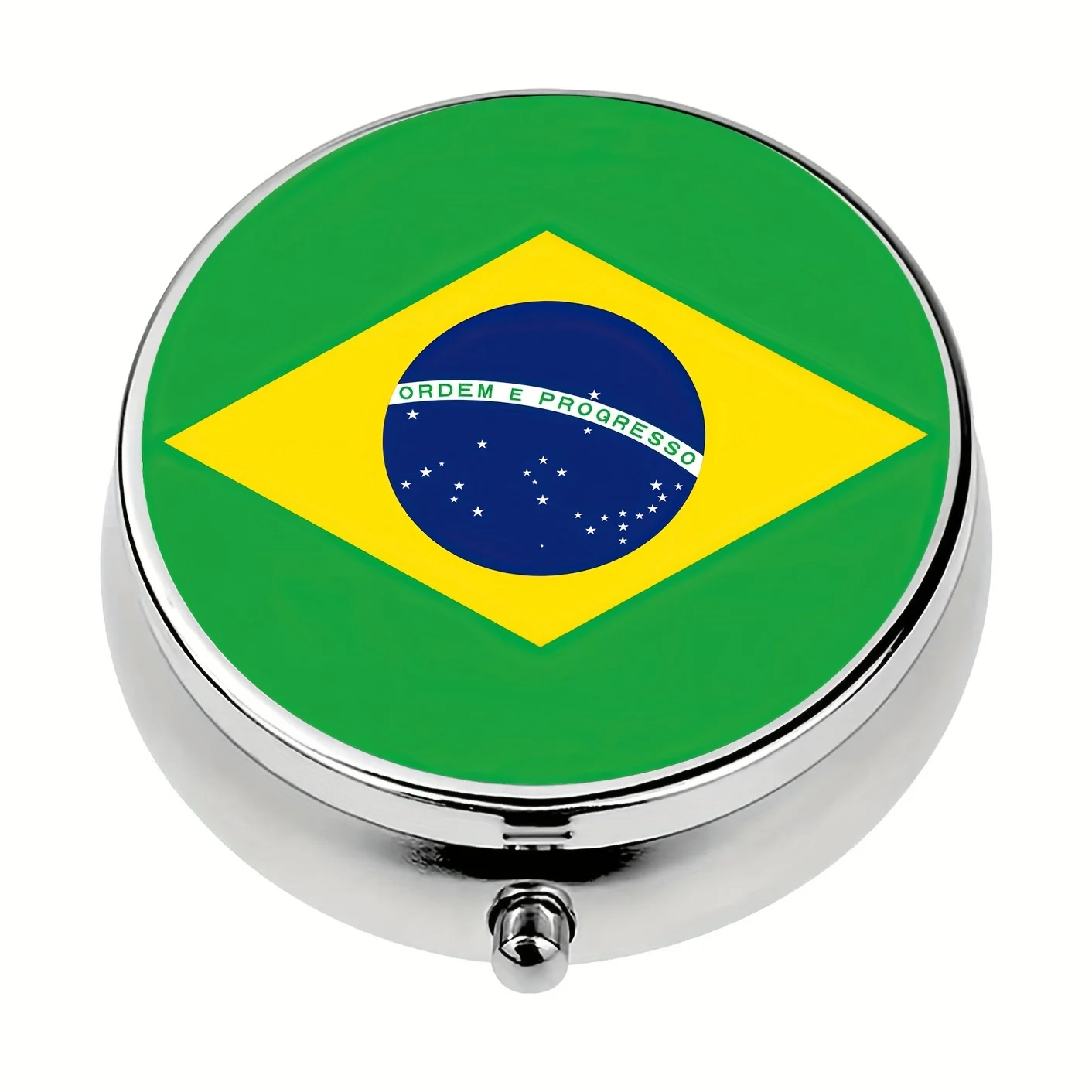 Brazil Flag Pill Box,3 Compartment Medicine Pill Organizer,Mini Pill Box,Case For Purse,Travel Portable Box