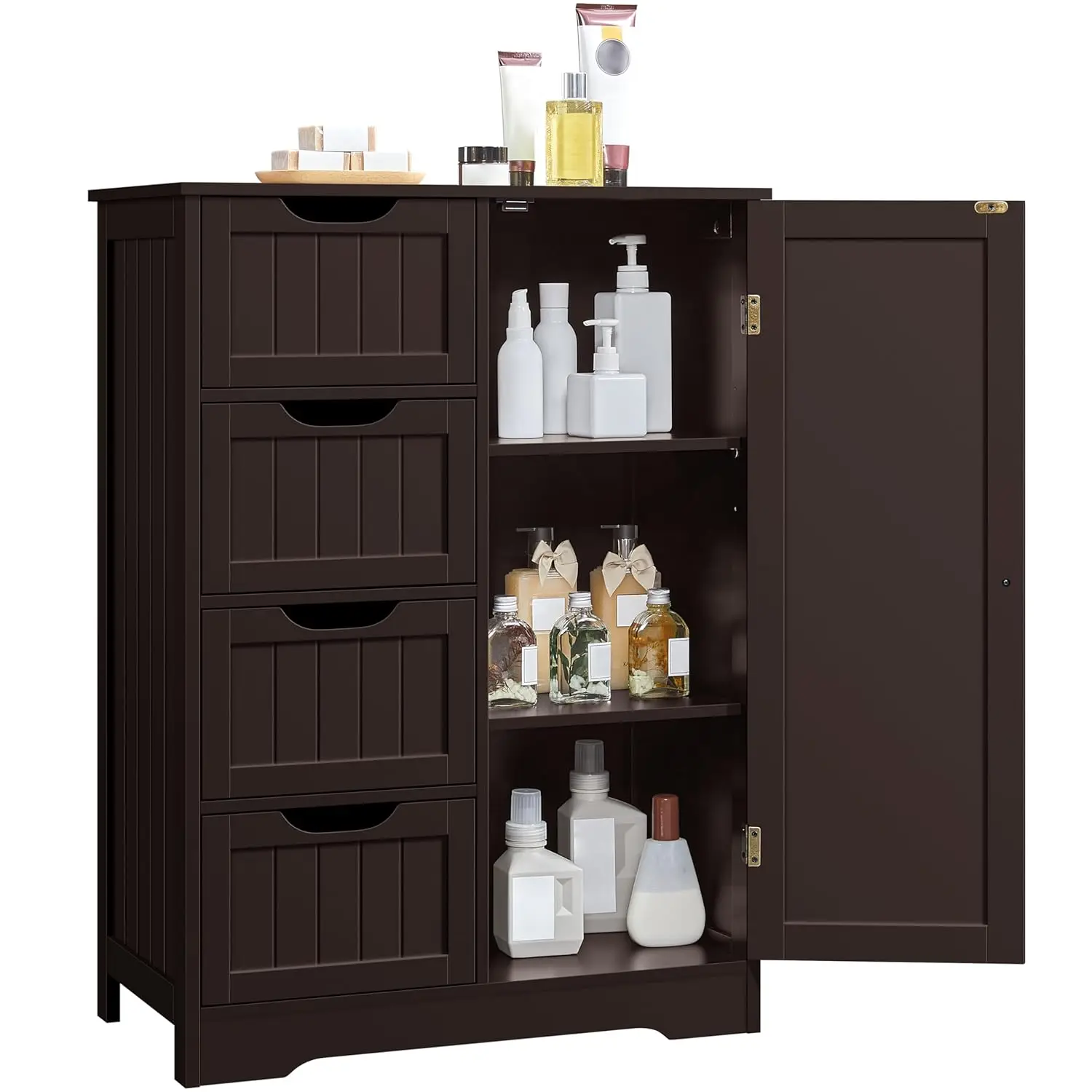 

Large Bathroom Floor Cabinet 4 Drawers Single Door Freestanding Storage Living Room Kitchen Hallway, Customized