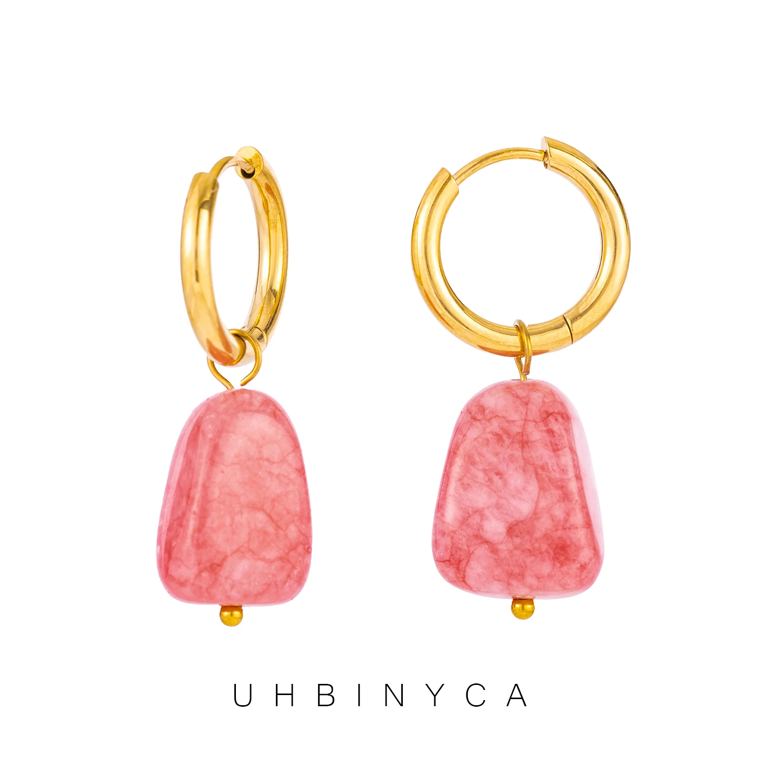 Ethnic Fashion Designers - Orecchini Pendenti a Trapezoide con Pietre,