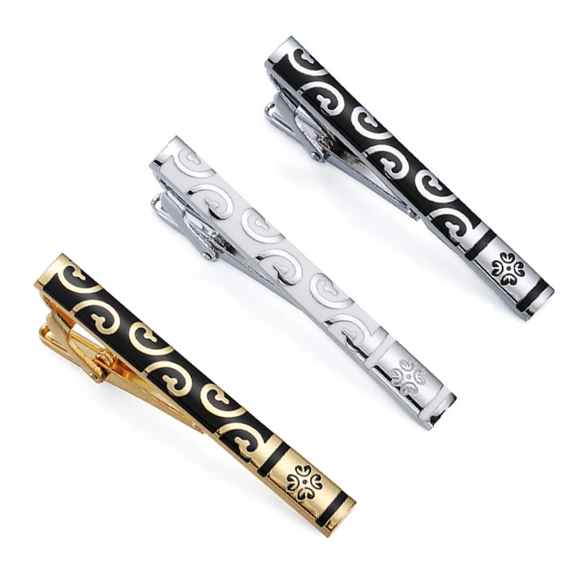 New copper material enamel craftsmanship floral pattern tie clip fashionable men's wedding tie pin clothing accessories