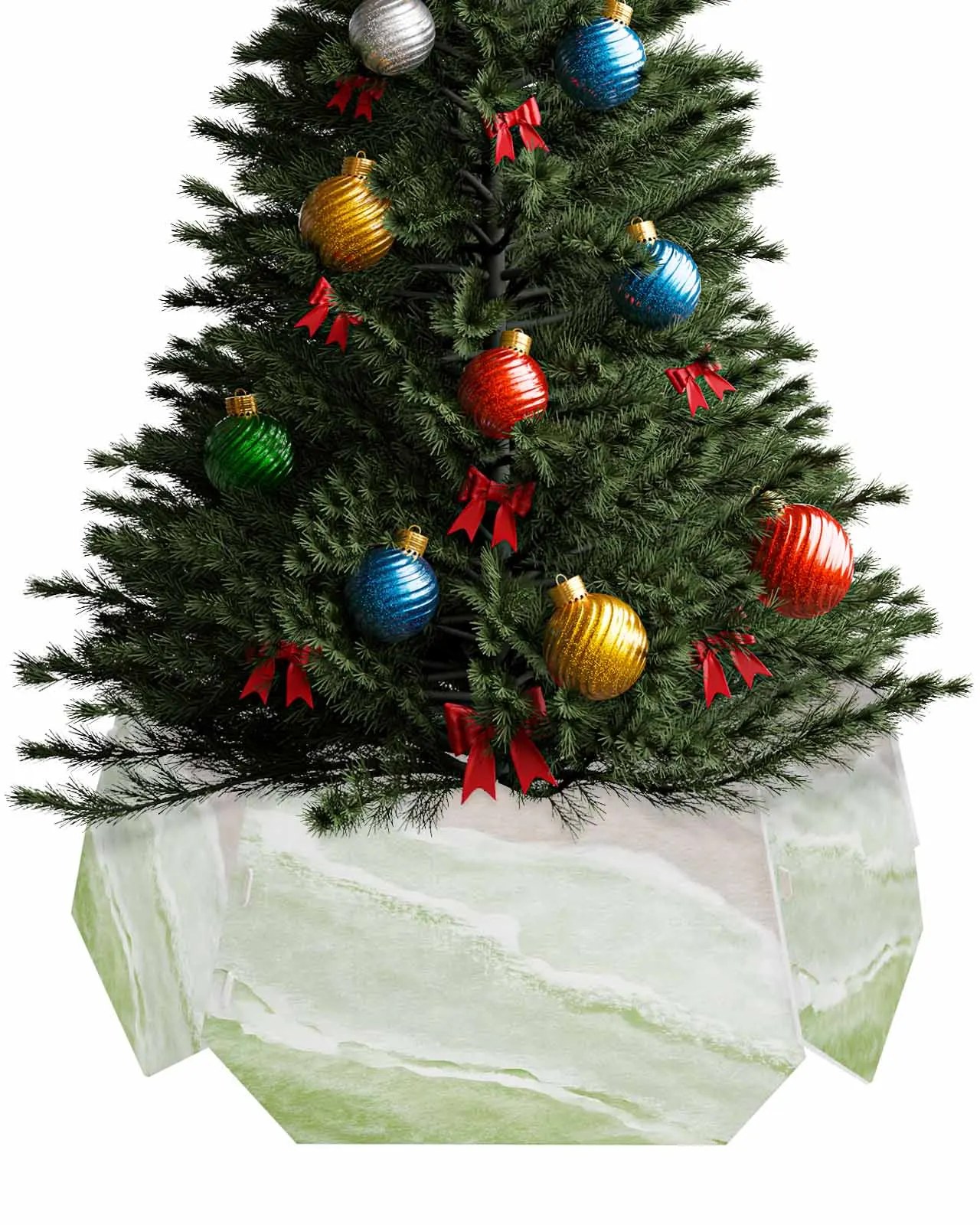 Wave Beach Gradient green Christmas Tree Creative Printed stereoscopic Tree Bottom Decoration Festival Party Tree Skirt