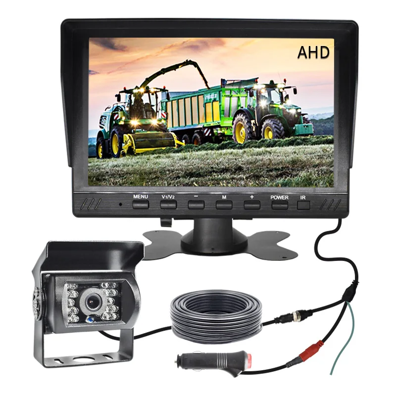 

12-24V AHD 7inch Car Monitor Display Vehicle Rear View Backup Camera System For Truck/Trailer/RV/Pickup 1024x600p IPS Screen