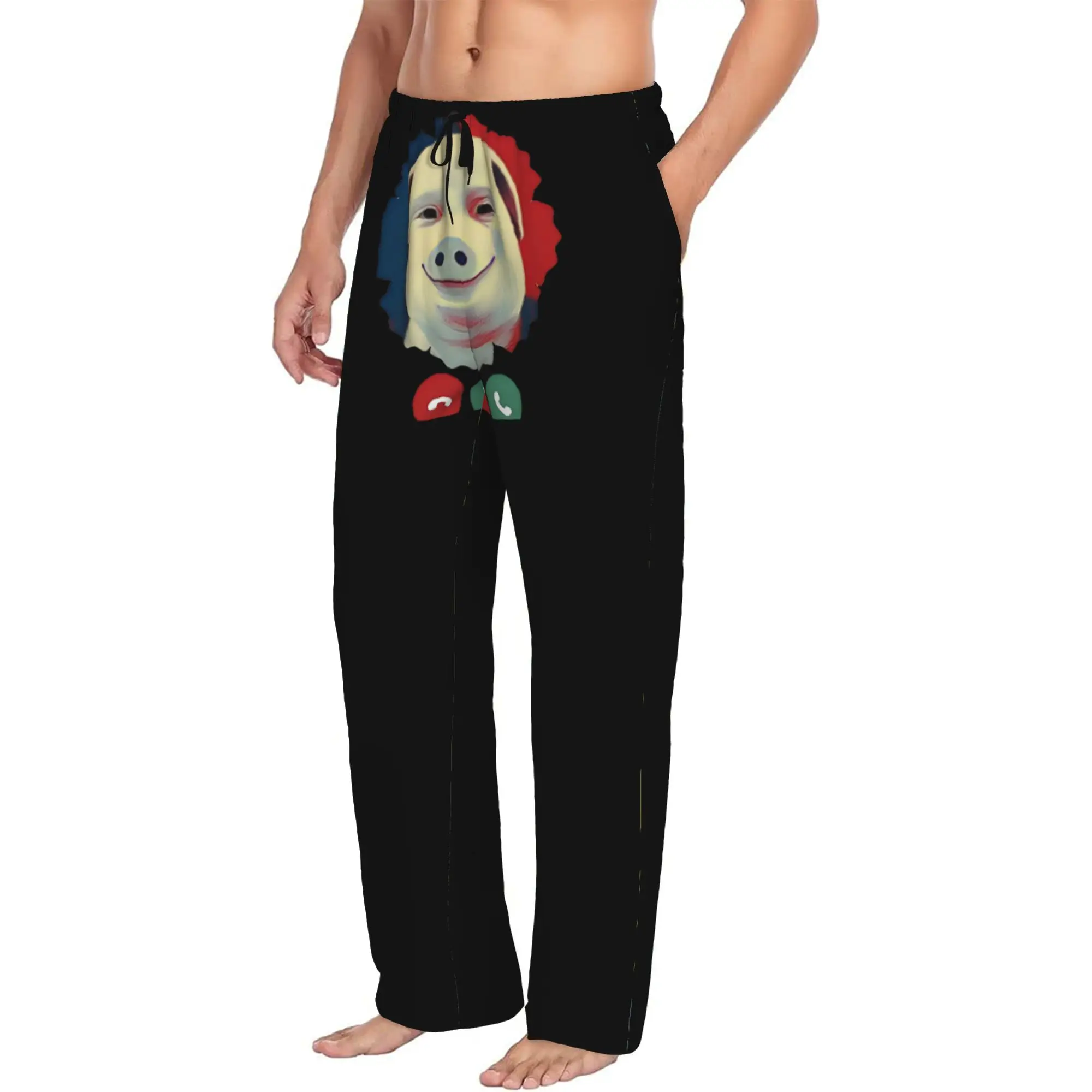 Custom Print John pork is calling Pajama Pants for Men Funny Pig Sleep Sleepwear Bottoms with Pockets