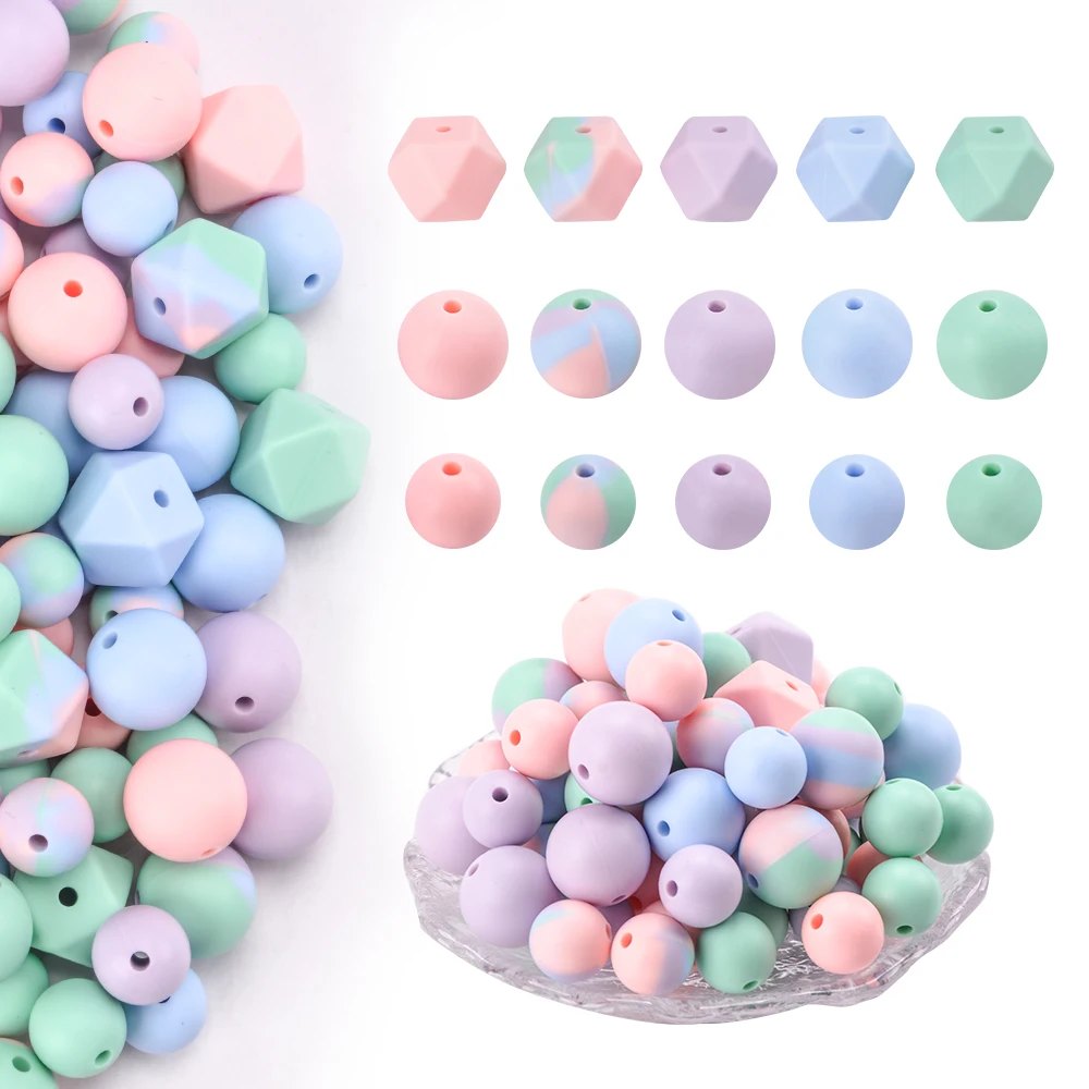 85pcs Silicone colorful Beads Baby Teething Teethers Rainbow mix Beads BPA Free Baby Shower Gifts Jewelry accessories