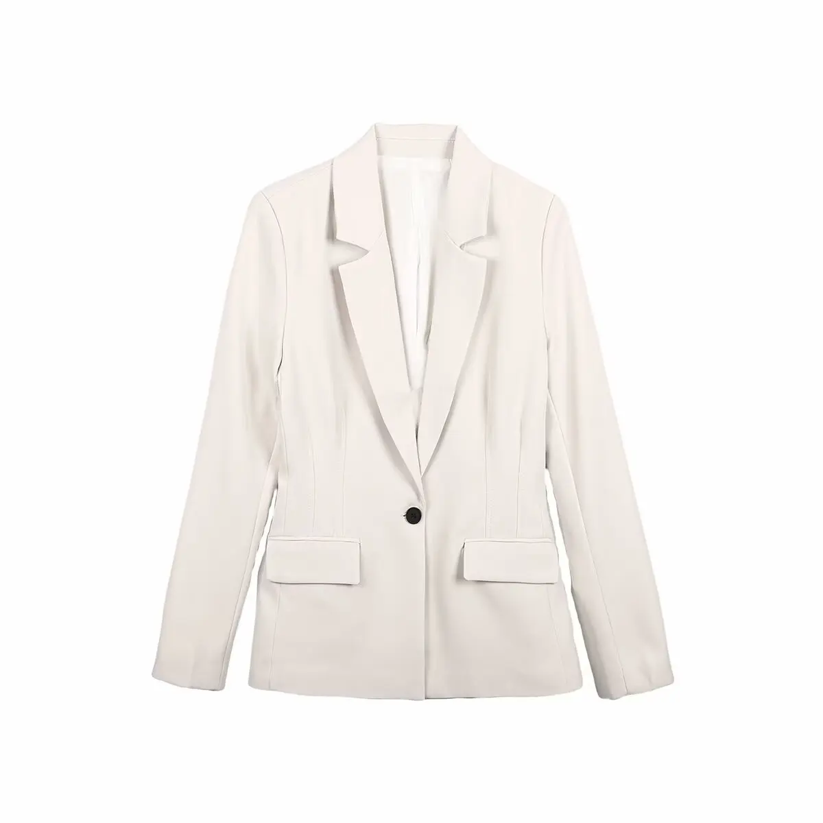 YYAHAHAS Women Office Slim Blazer Single Button Pockets Blazer Beige Black 2026 Spring Autumn Commuter Simple Casual Blazer