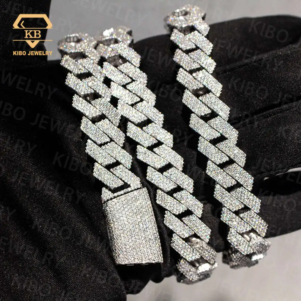 Hip Hop Chain 8mm-20mm Gra Certificate Vvs Moissanite Diamond 925 Silver Cuban Link Chain for Hip Hop Jewelry