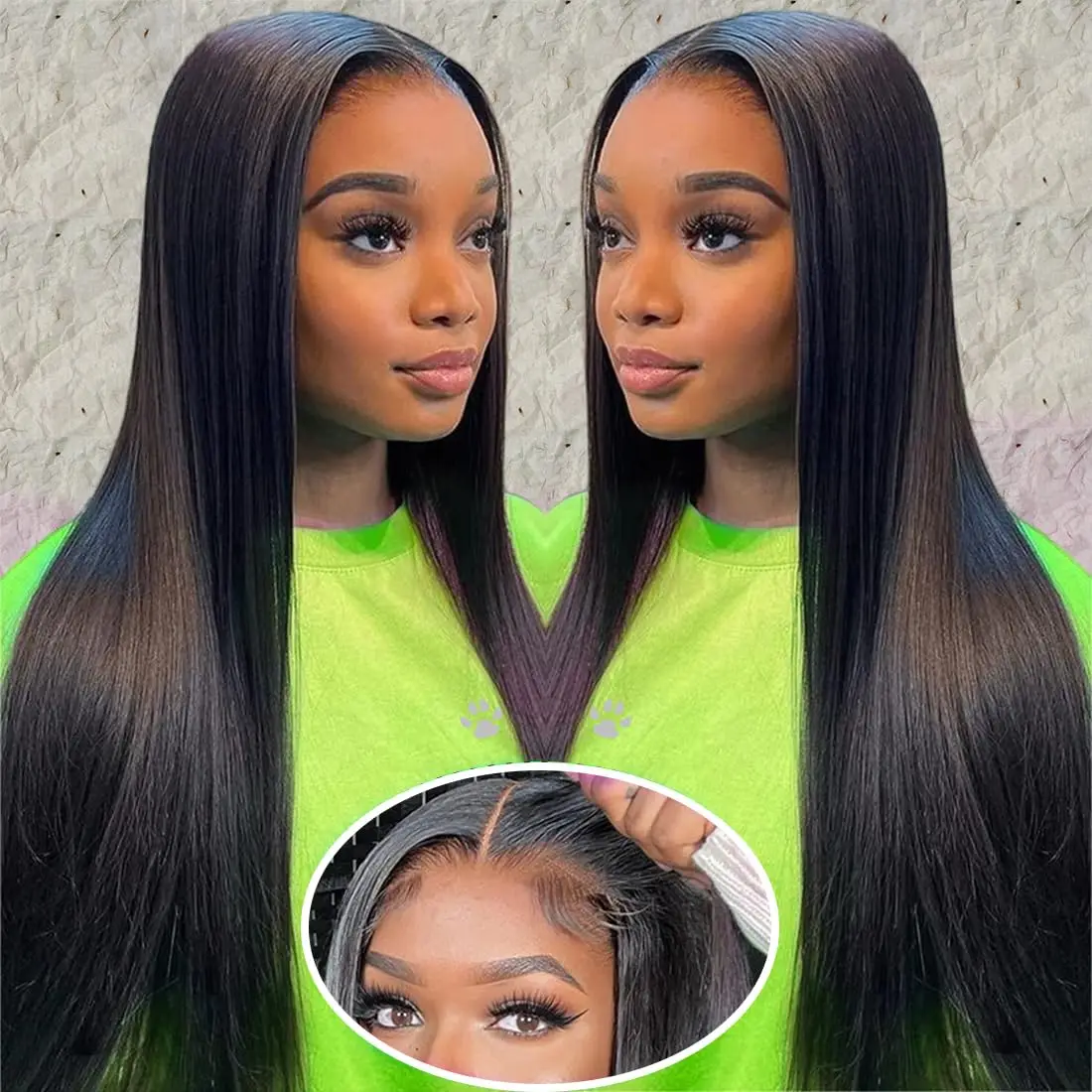 Glueless Wigs Human Hair 180% Density Straight Lace Closure Wig Pre Cut Lace Brazilian Human Hair Wig Easy To Install Remy Hair