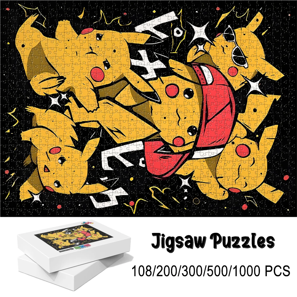 Pokemon theme Pikachu Wooden Puzzle Game - Educational Toy in Various Piece Counts 108/200/300/500/1000 Piece Options Available