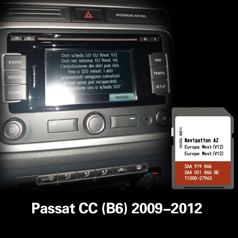 

USE for Passat CC (B6) 2009-2012 Europe West Car Map SD Naving Card