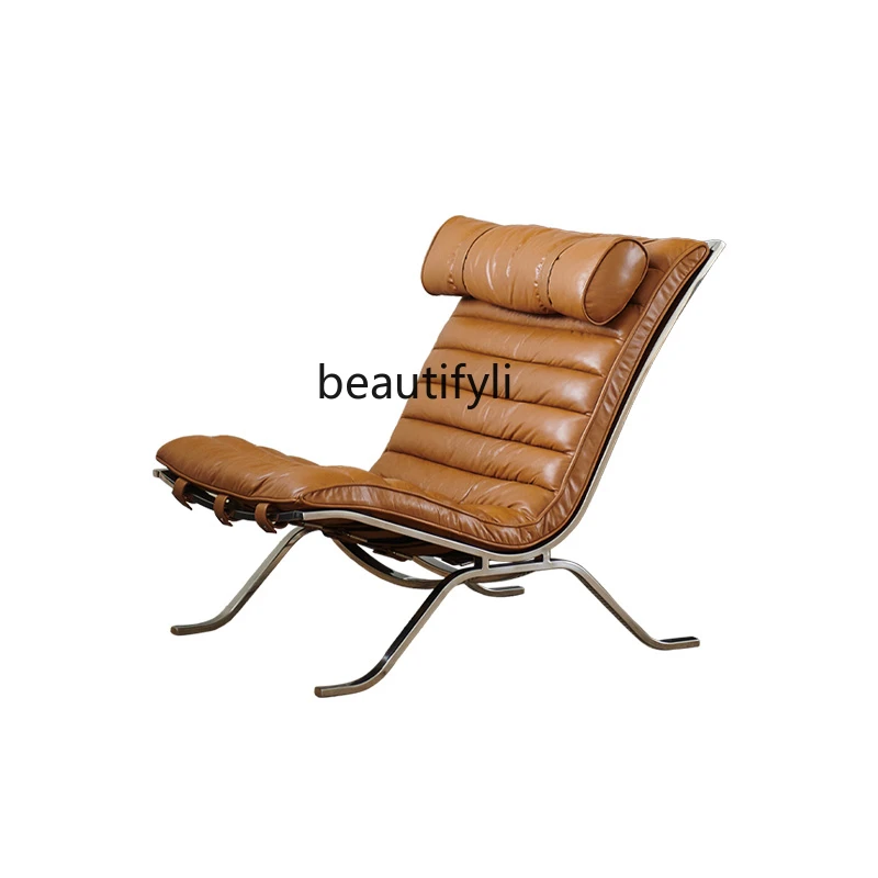 

Couch Retro Iron Art Leisure Chair Light Luxury and Simplicity Antique Style Stainless Steel Recliner