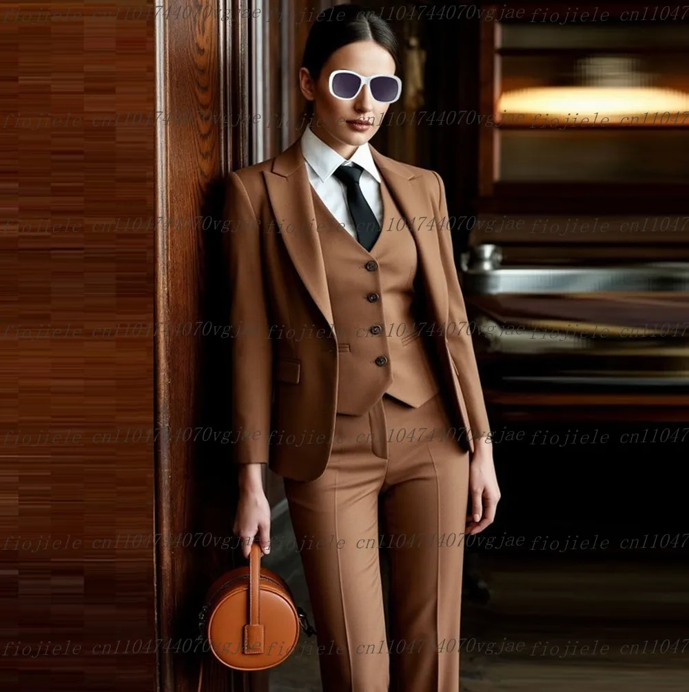 

Новый коричневый деловой женский костюм для свадебной вечеринки, выпускного вечера, дамы, мать, девушка, жена, смокинги, костюм, комплект из 3 предметов, пиджак, жилет, брюки