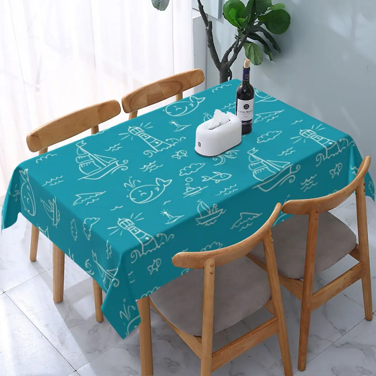 Rectangular Fitted Bretagne Dream Table Cloth Oilproof Tablecloth 40