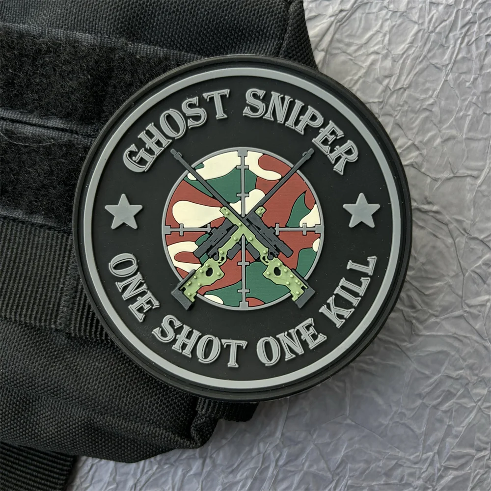 GHOST SNIPER PVC Patch Sticker on Clothes Hook and Loop  Military Tactical Patches Backpack Morale Badges