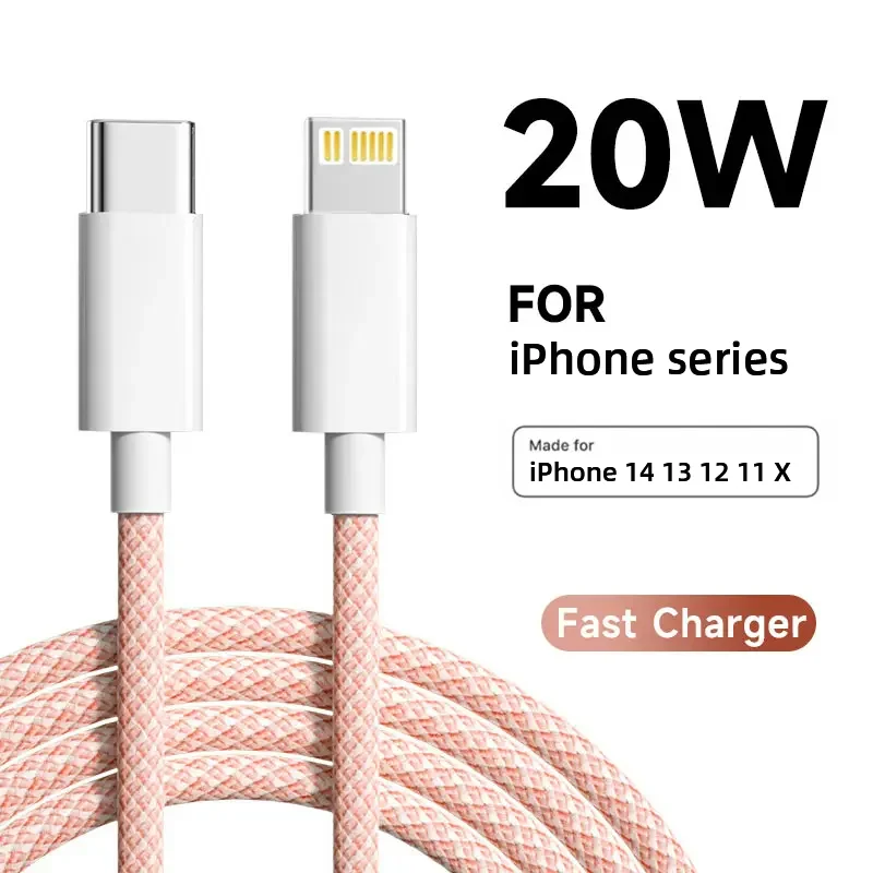 20W PD USB-C to For iPhone Cable For Apple iPhone 14 13 12 11 Pro Max Fast Charging X XS XR 7 8 SE Type C Charger Cable