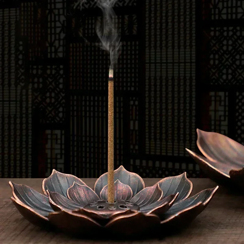 New Alloy Incense Burner Stick Holder Plate Buddhism Lotus Censer Bronze Nasturtium Incense Burner